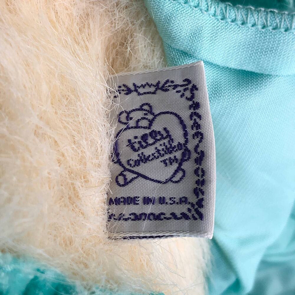 Tilly Collectibles Carlotta Cat White Plush Kitty Victorian Blue Dress VTG 1987 - Picture 8 of 10